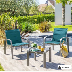 salon de jardin et terrasse décoratif pour deux ou quatre avec table basse