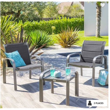 Salon de jardin duo Elyn Bleu canard & Graphite